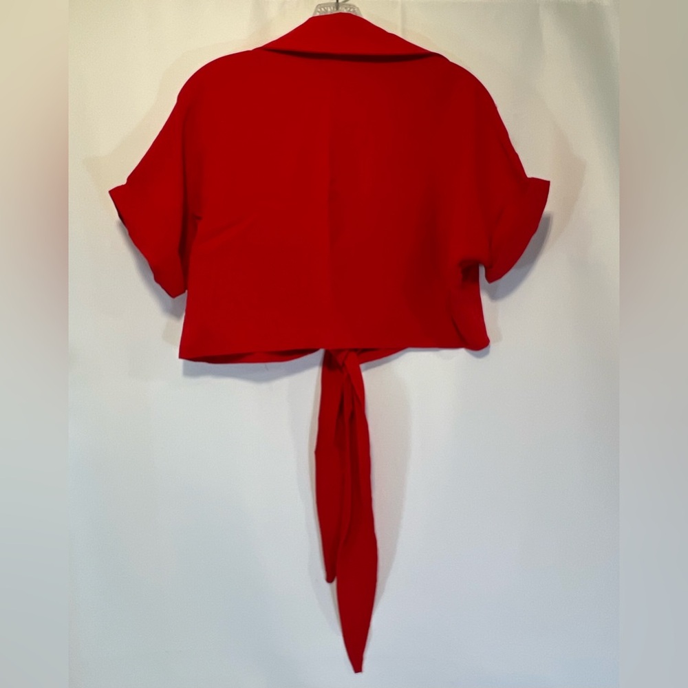 GOBLES Summer Short Sleeve Shirt V Neck with Tie Knot Batwing Blouse NIP Size:S - Picture 5 of 8